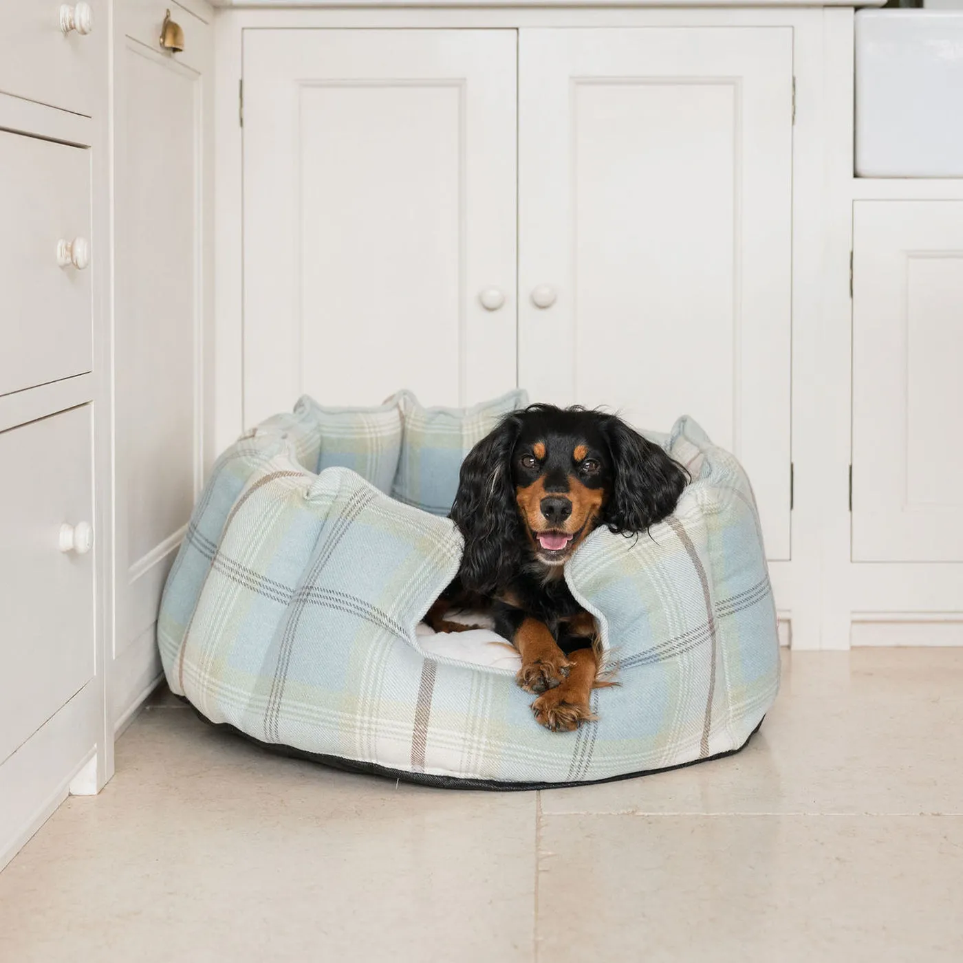 High Wall Bed With Removable Covers in Balmoral Duck Egg Tweed by Lords & Labradors