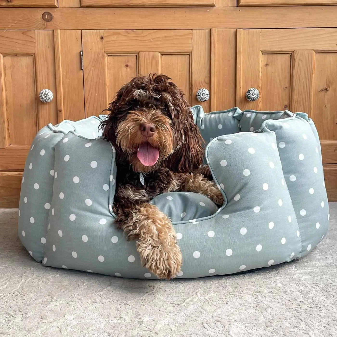 High Wall Bed With Removable Covers in Duck Egg Spot by Lords & Labradors