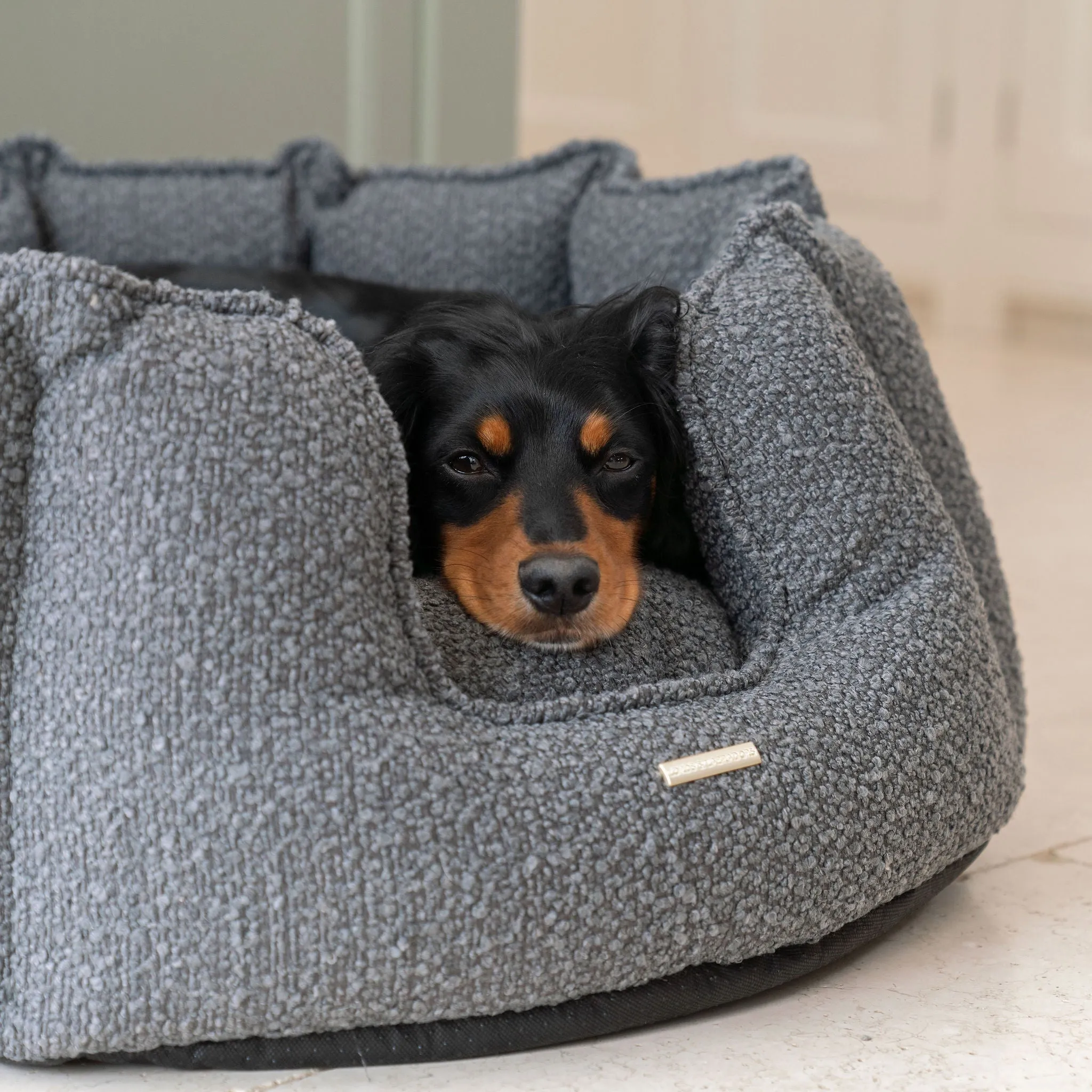 High Wall Bed With Removable Covers in Granite Bouclé by Lords & Labradors