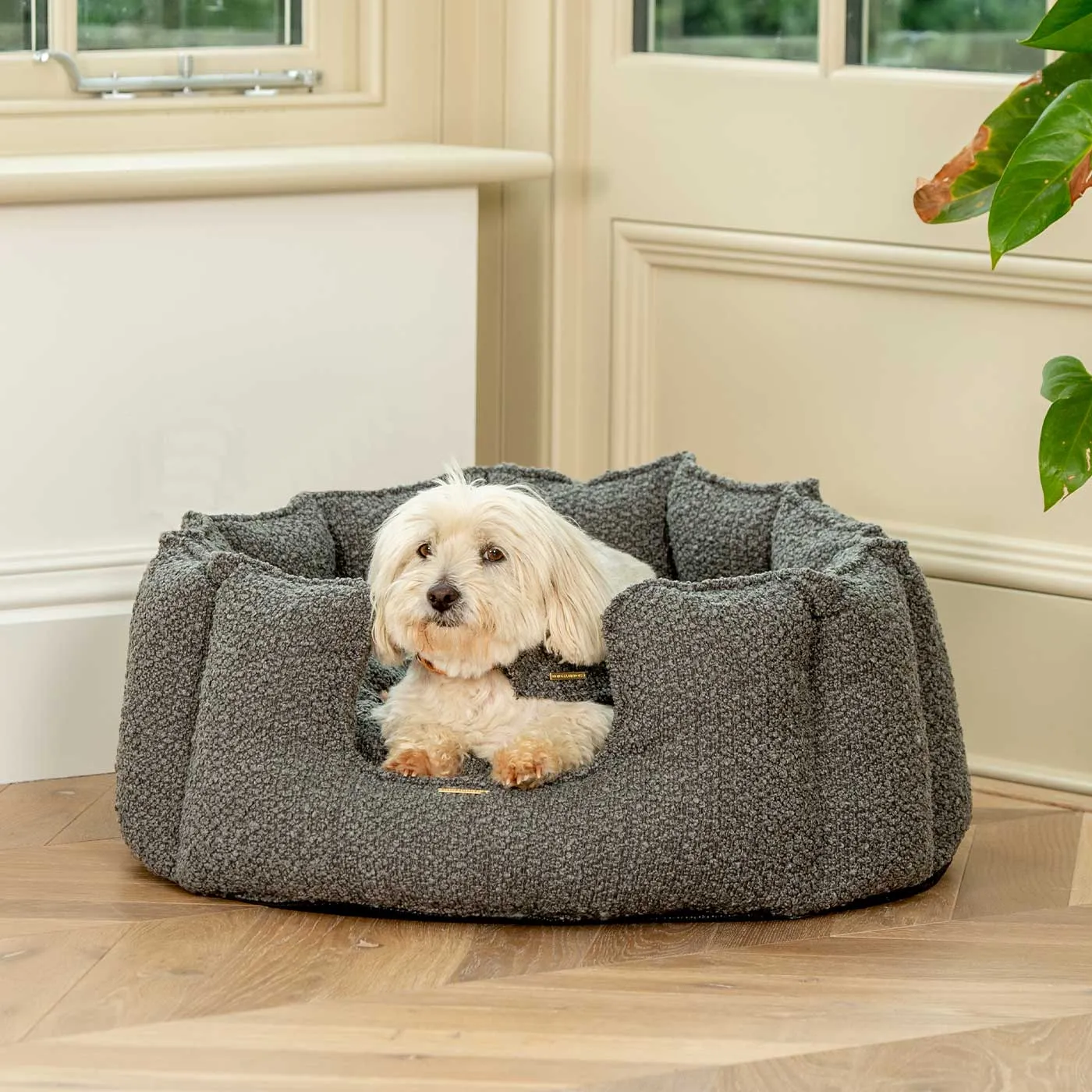 High Wall Bed With Removable Covers in Granite Bouclé by Lords & Labradors