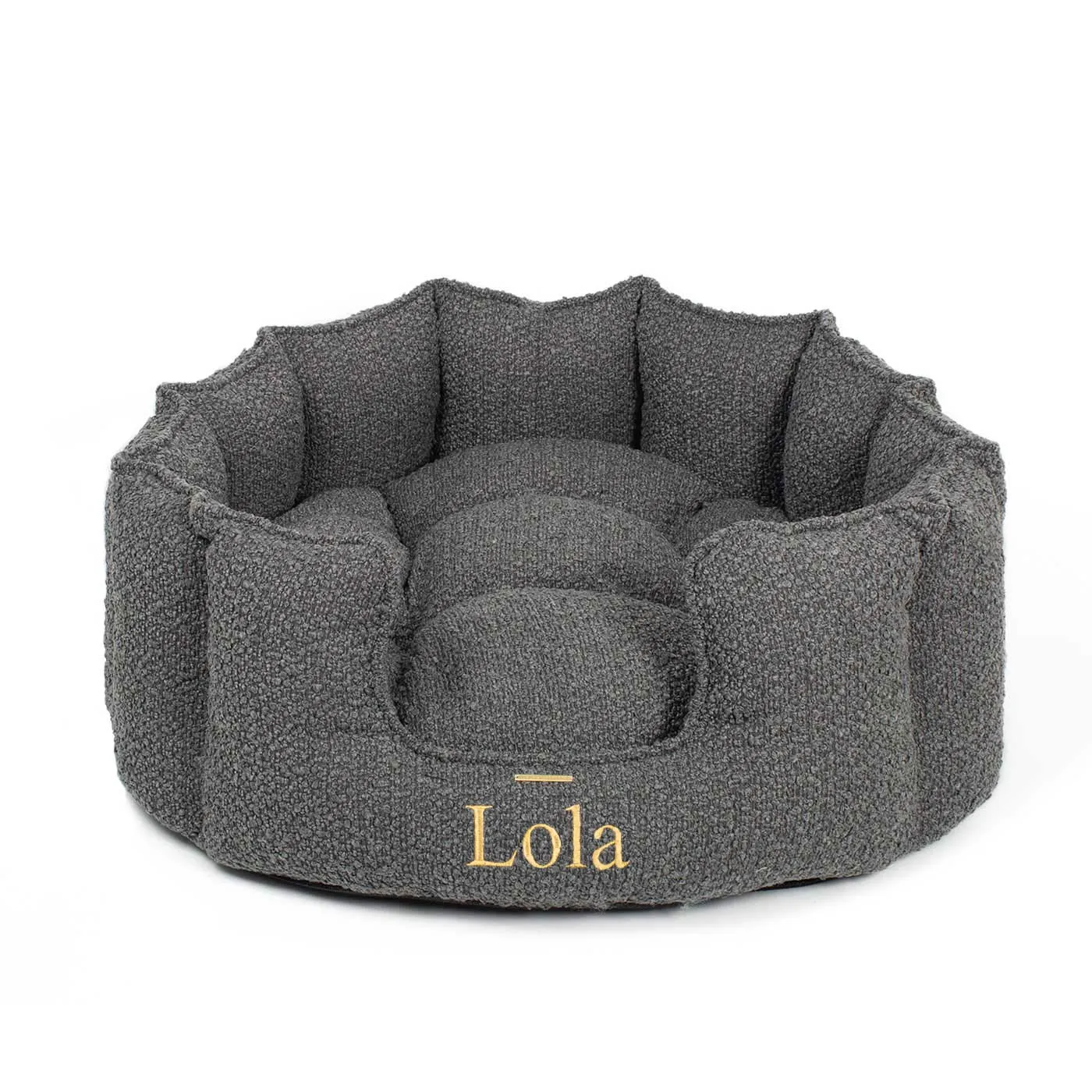 High Wall Bed With Removable Covers in Granite Bouclé by Lords & Labradors