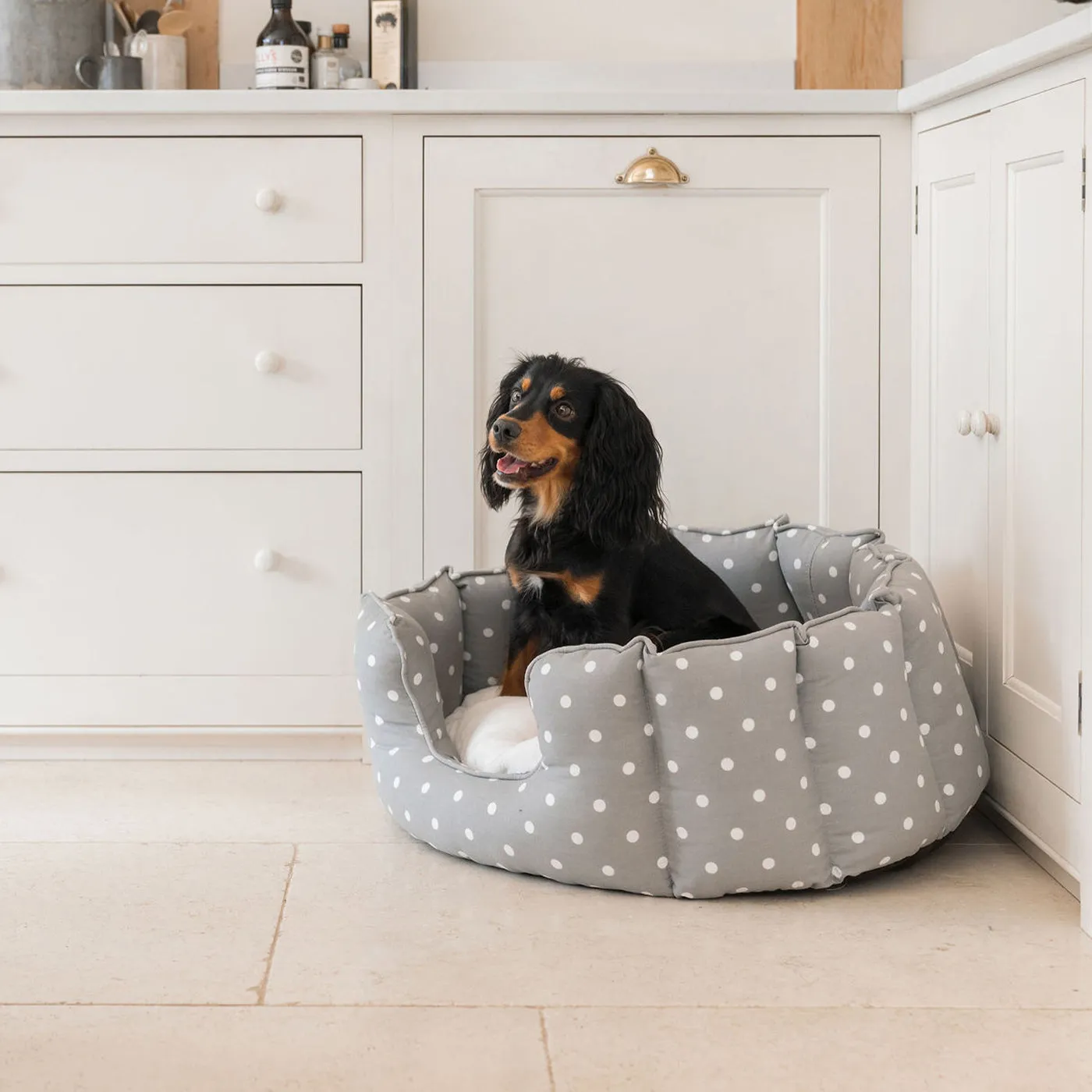 High Wall Bed With Removable Covers in Grey Spot by Lords & Labradors