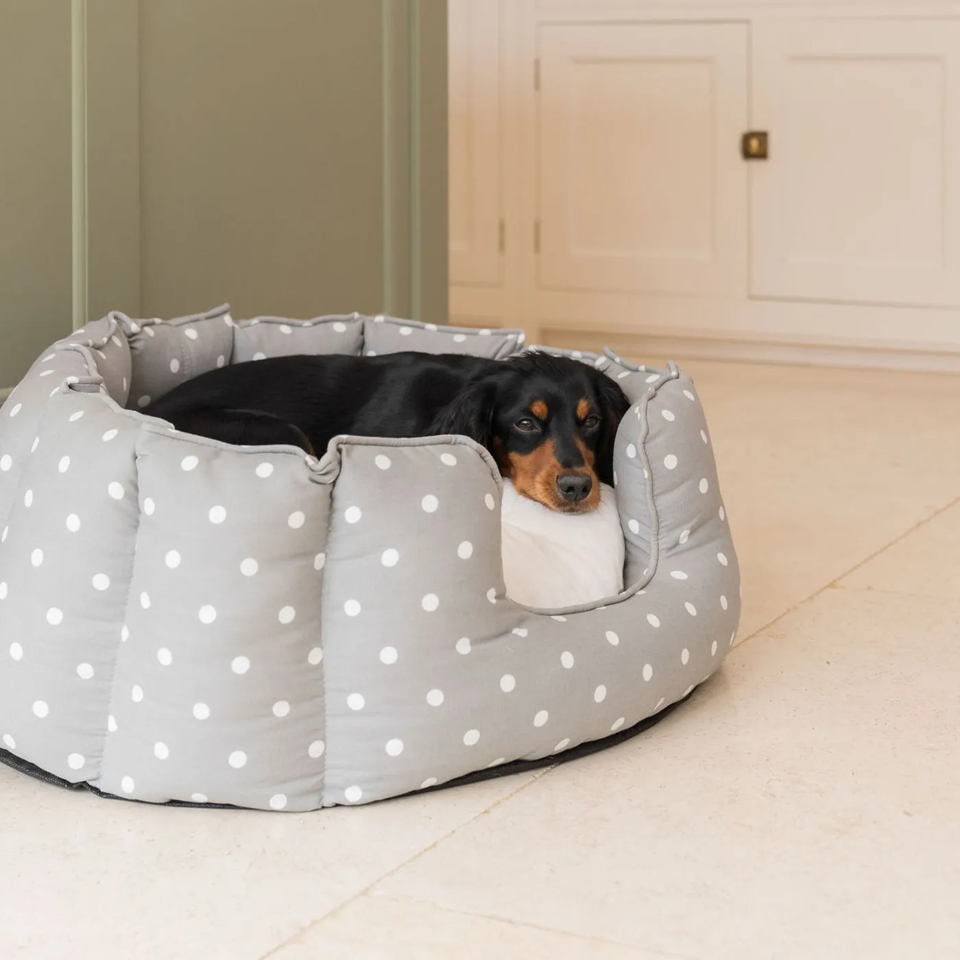 High Wall Bed With Removable Covers in Grey Spot by Lords & Labradors