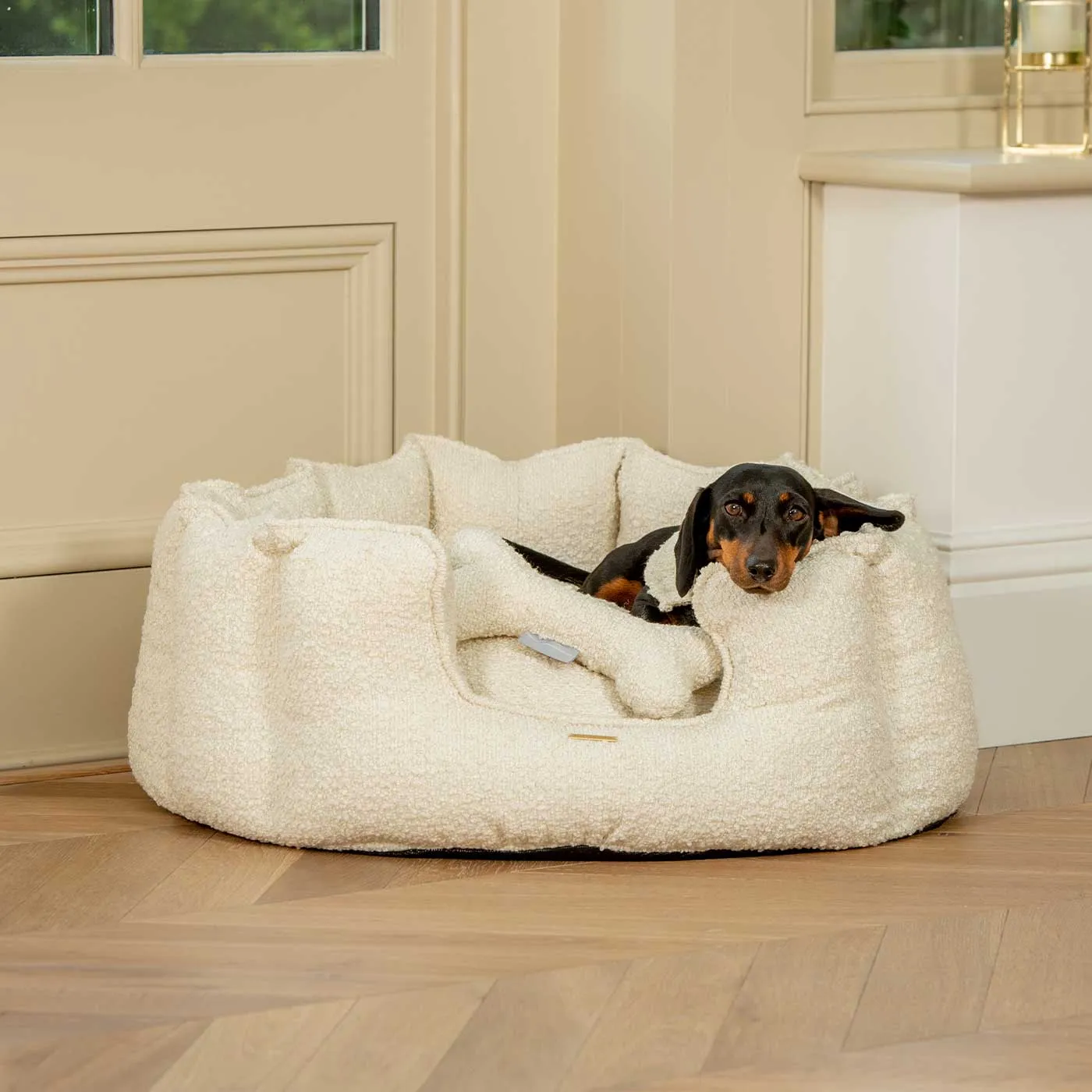 High Wall Bed With Removable Covers in Ivory Bouclé by Lords & Labradors