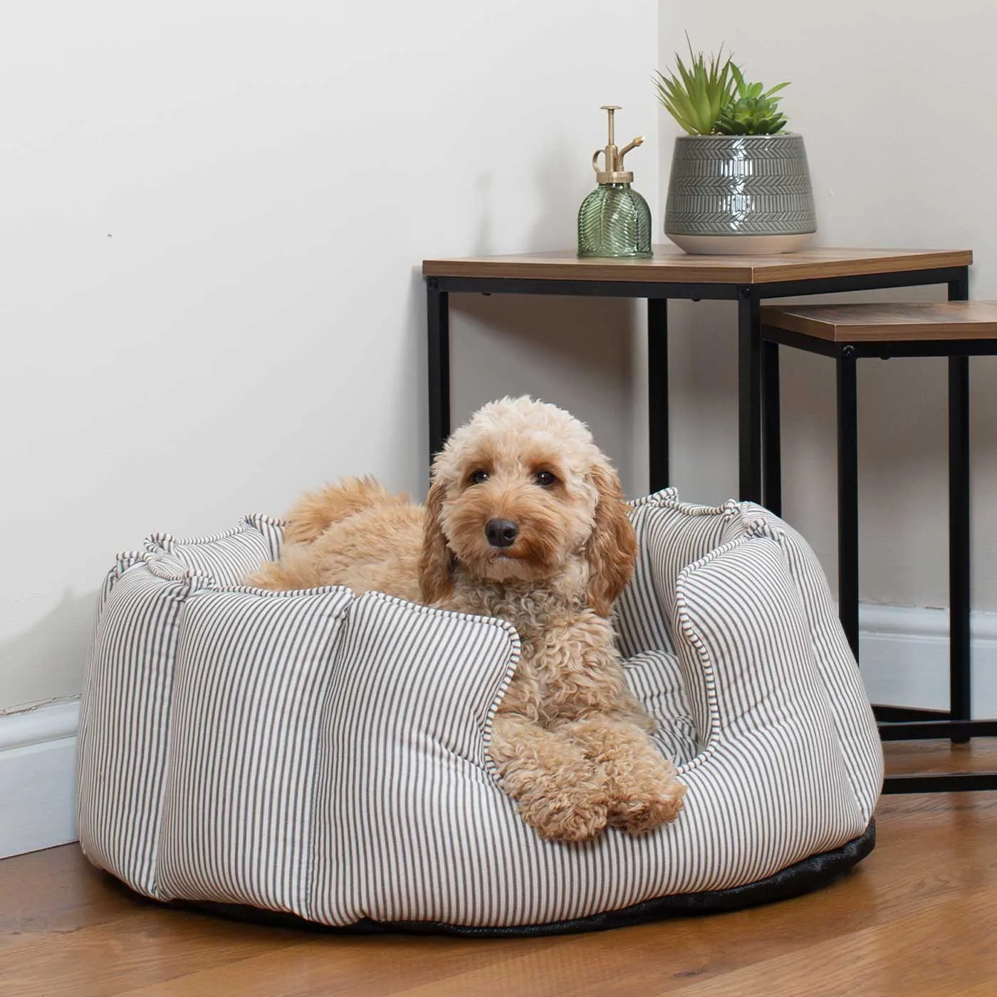 Imperfect High Wall Bed For Dogs in Regency Stripe by Lords & Labradors