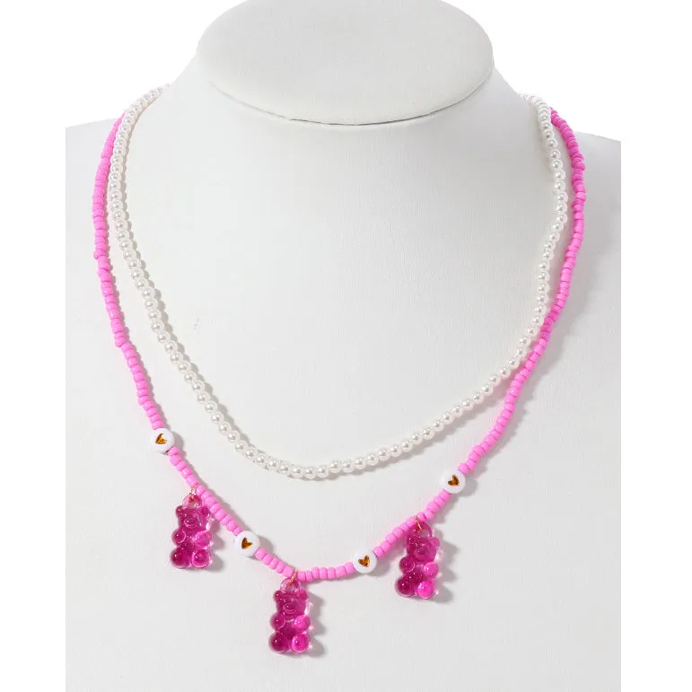 JAN43532 - Layered Beaded Gummy Bear Necklace