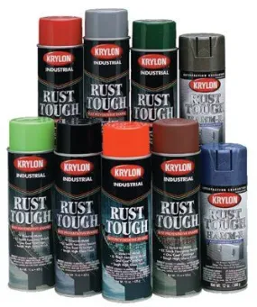 Krylon K00799 Rust Tough Aerosol Enamels, 15 oz Aerosol Can, Gloss Black, Gloss (6 Cans)