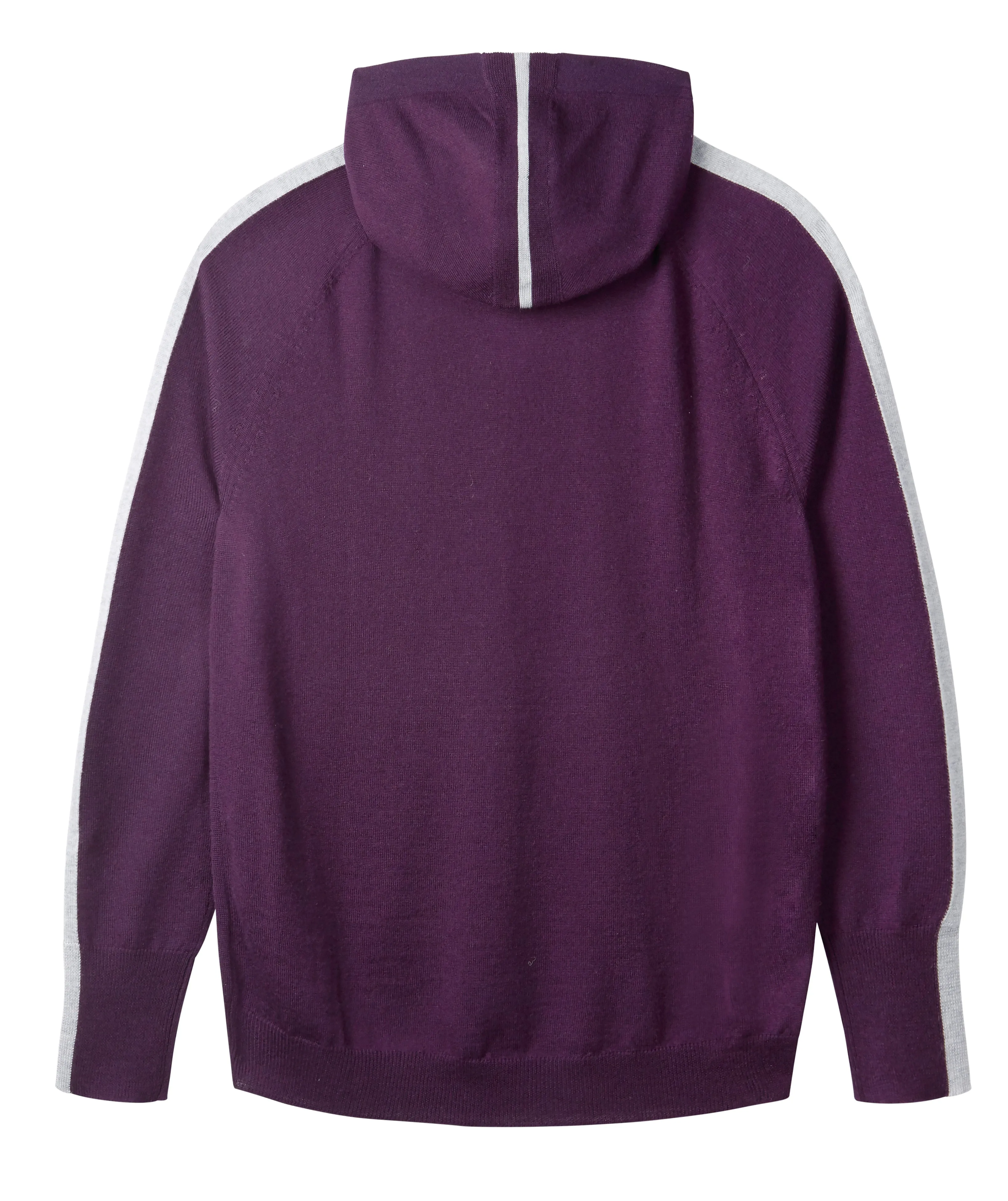 Ladies striped hoodie jumper in plum & silver grey