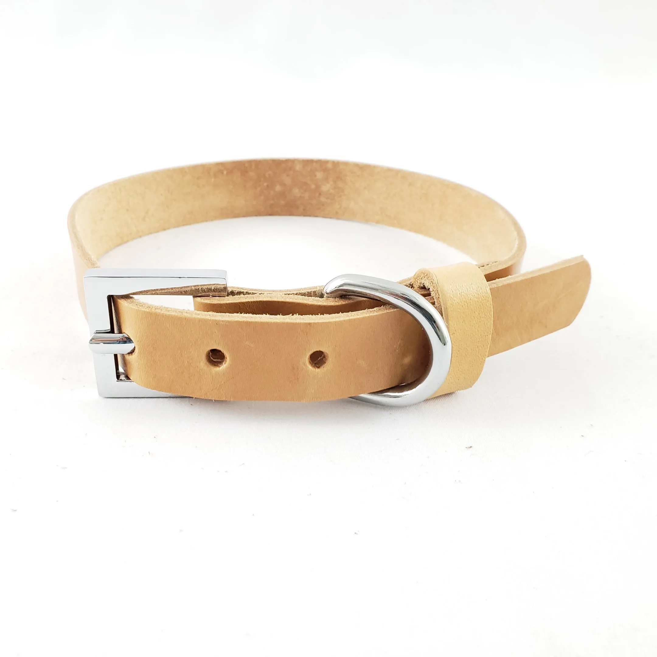 Leather Dog Collar Plane Tan - Small