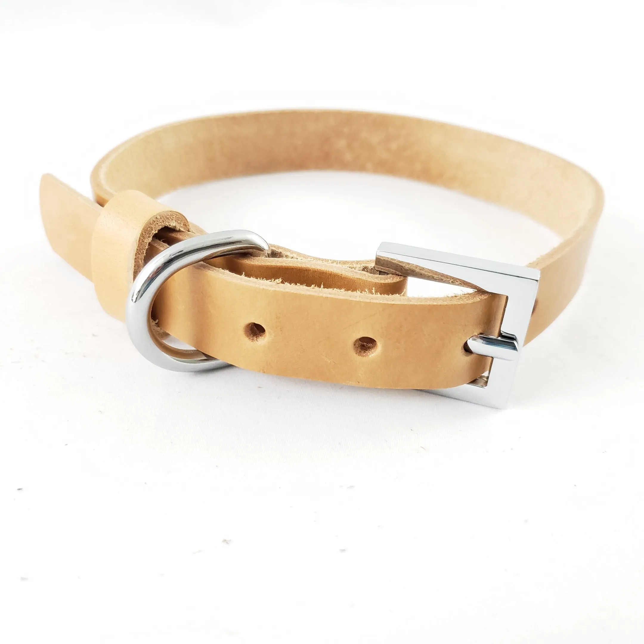 Leather Dog Collar Plane Tan - Small