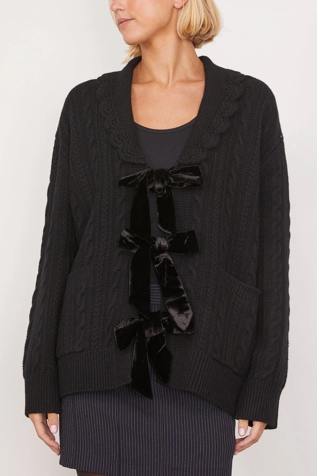 Mariella Knit Long Sleeve Cardigan in Black