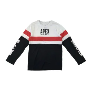 Matalan t-shirt age 8-9 years black and white Apex Legends long sleeve panelled cotton