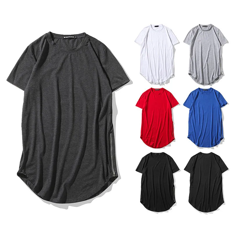 Men Crewneck Double Zippers Short Sleeves T-Shirt