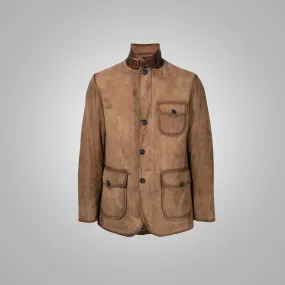 Mens Brown Suede Leather Blazer