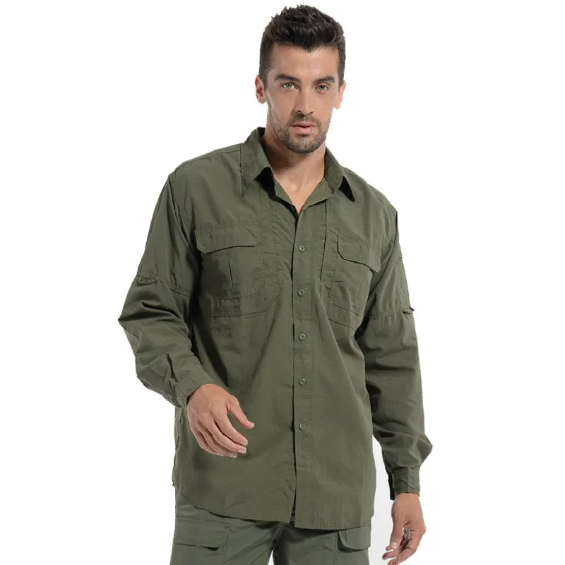 Men's Long Sleeve Shirt Breathable Quick Dry Cargo Shirt