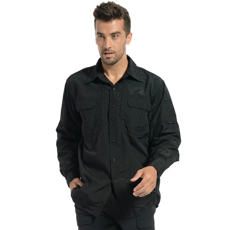 Men's Long Sleeve Shirt Breathable Quick Dry Cargo Shirt