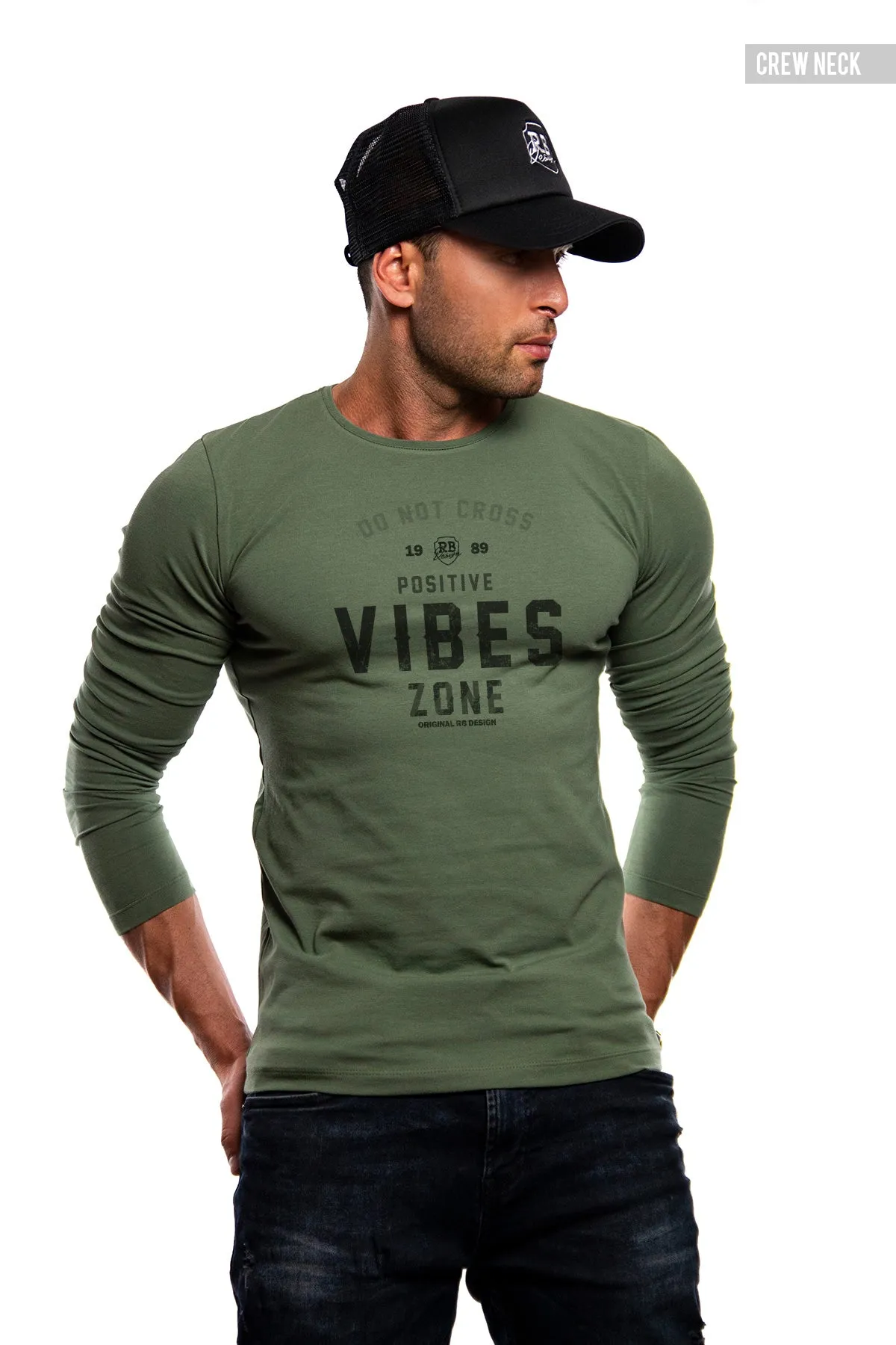 Mens Long Sleeve T-shirt "Positive Vibes Zone" MD977