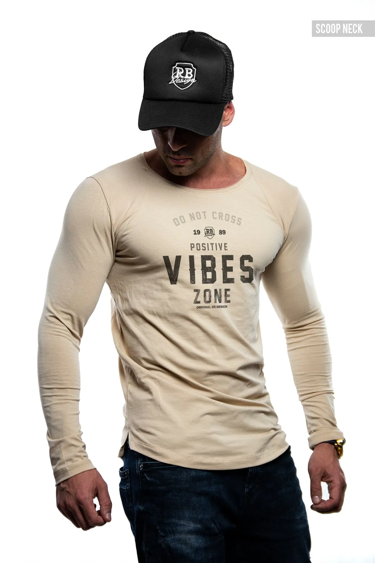 Mens Long Sleeve T-shirt "Positive Vibes Zone" MD977