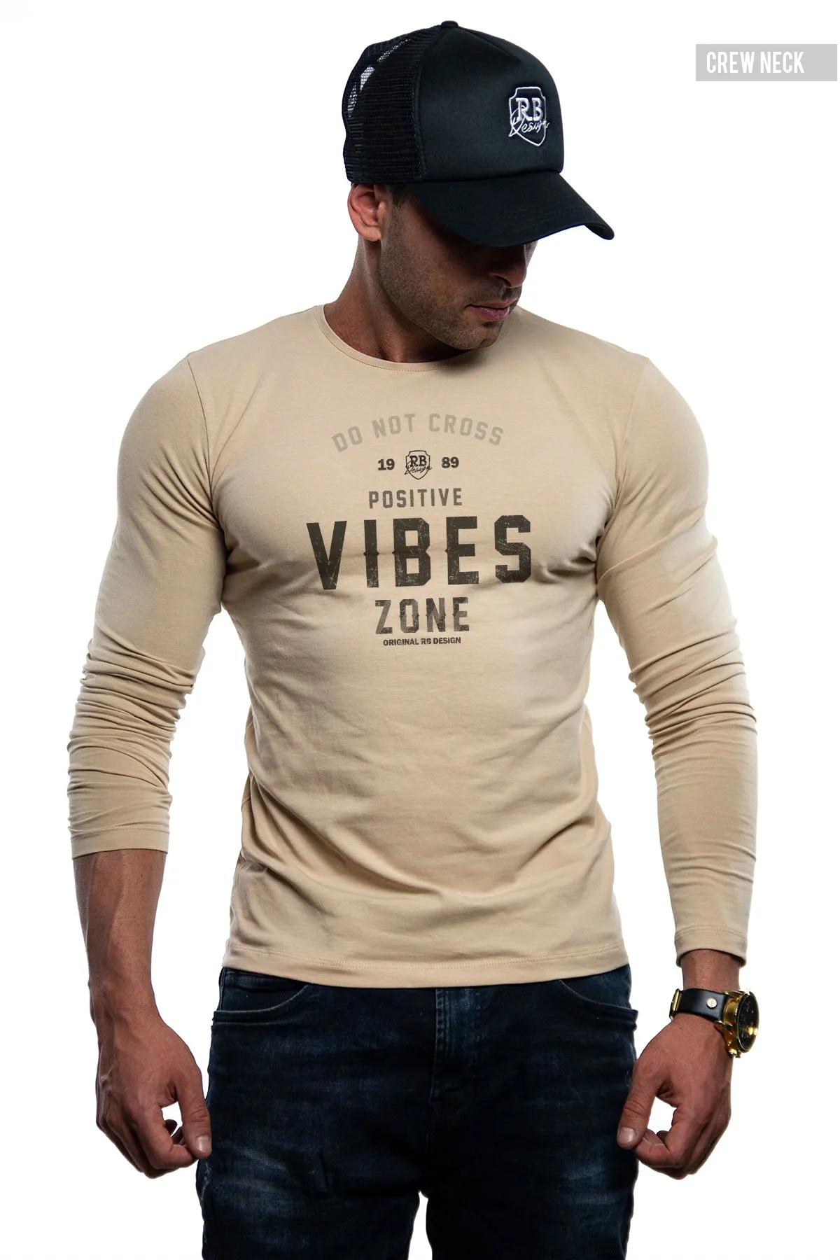 Mens Long Sleeve T-shirt "Positive Vibes Zone" MD977