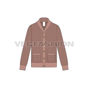 Mens Wool Cardigan Fashion Sketch Template