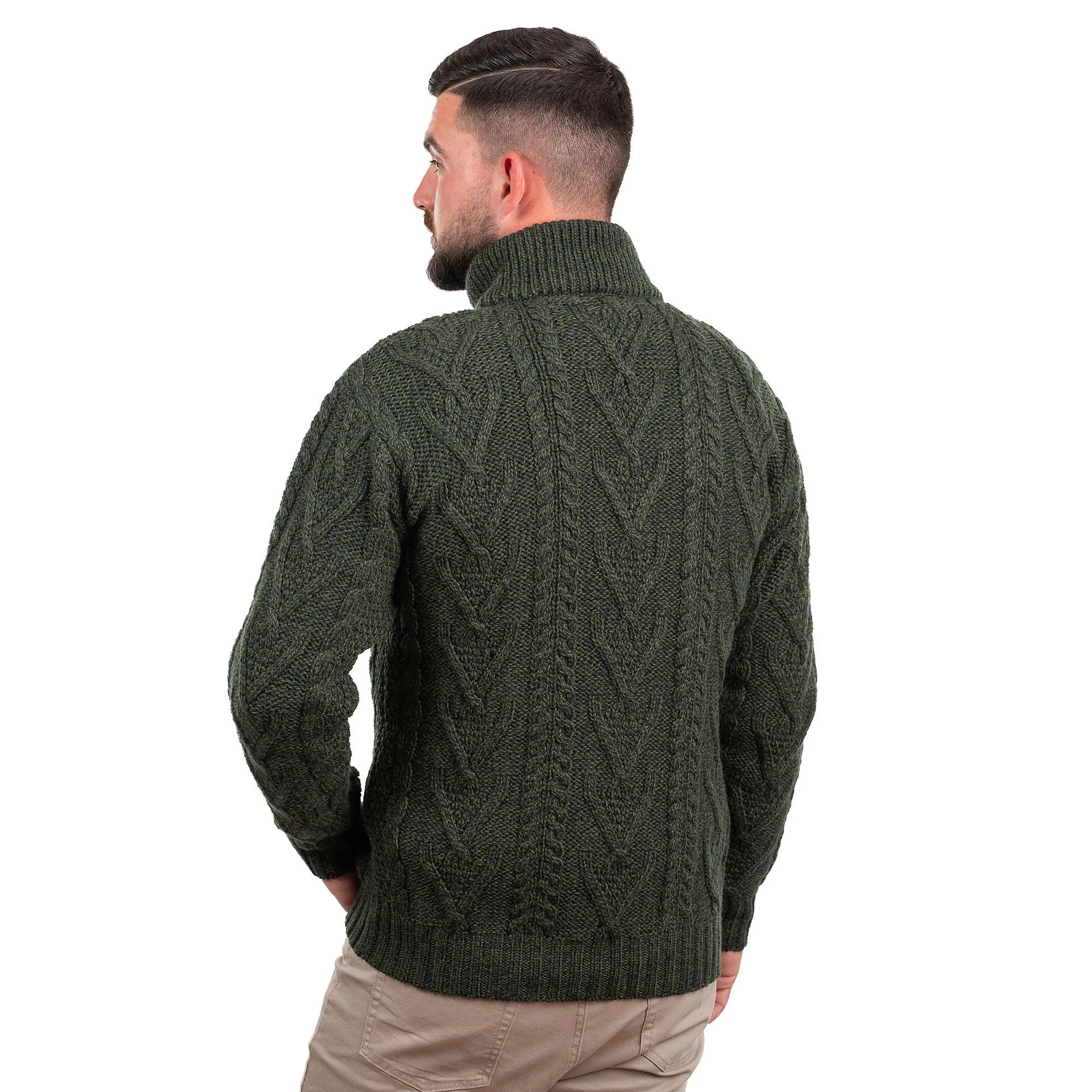 Merino Wool Half Zip Aran Sweater