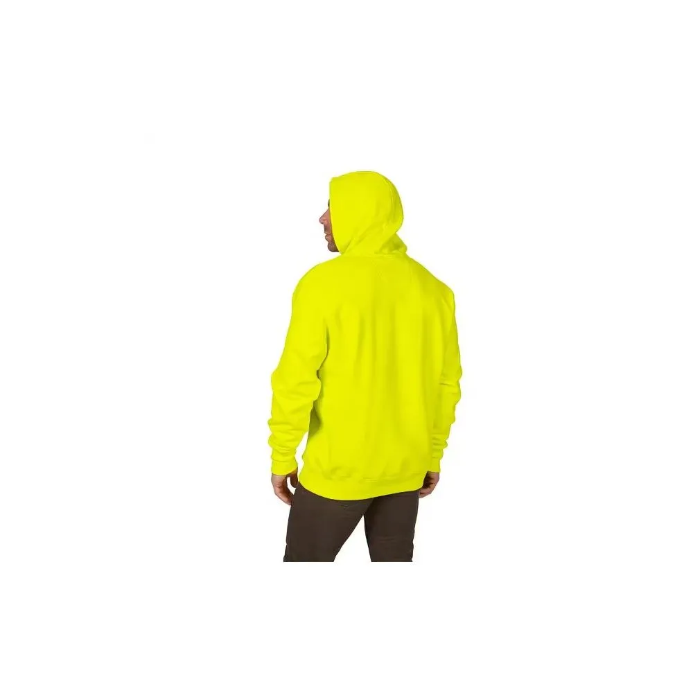 Milwaukee 350HV-2X Men's Hi-Vis Heavy-Duty Cotton/Polyester Long-Sleeve Pullover Hoodie, 2XL Yellow