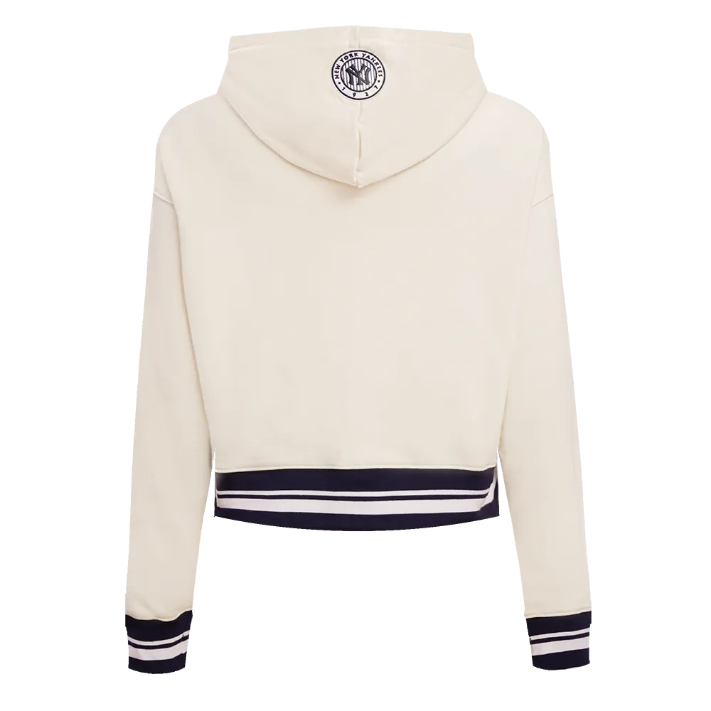 MLB NEW YORK YANKEES RETRO CLASSIC WOMEN'S CROPPED PO HOODIE (EGGSHELL/ MIDNIGHT NAVY)