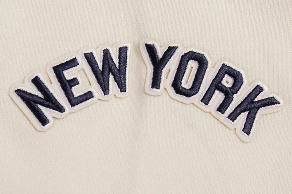 MLB NEW YORK YANKEES RETRO CLASSIC WOMEN'S CROPPED PO HOODIE (EGGSHELL/ MIDNIGHT NAVY)