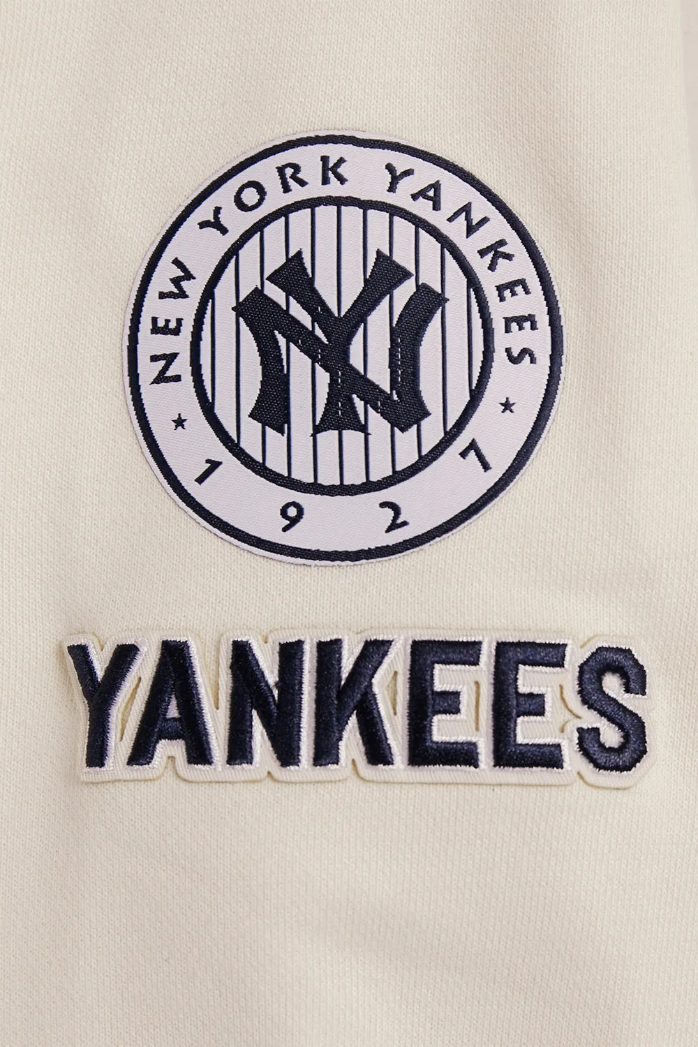 MLB NEW YORK YANKEES RETRO CLASSIC WOMEN'S CROPPED PO HOODIE (EGGSHELL/ MIDNIGHT NAVY)