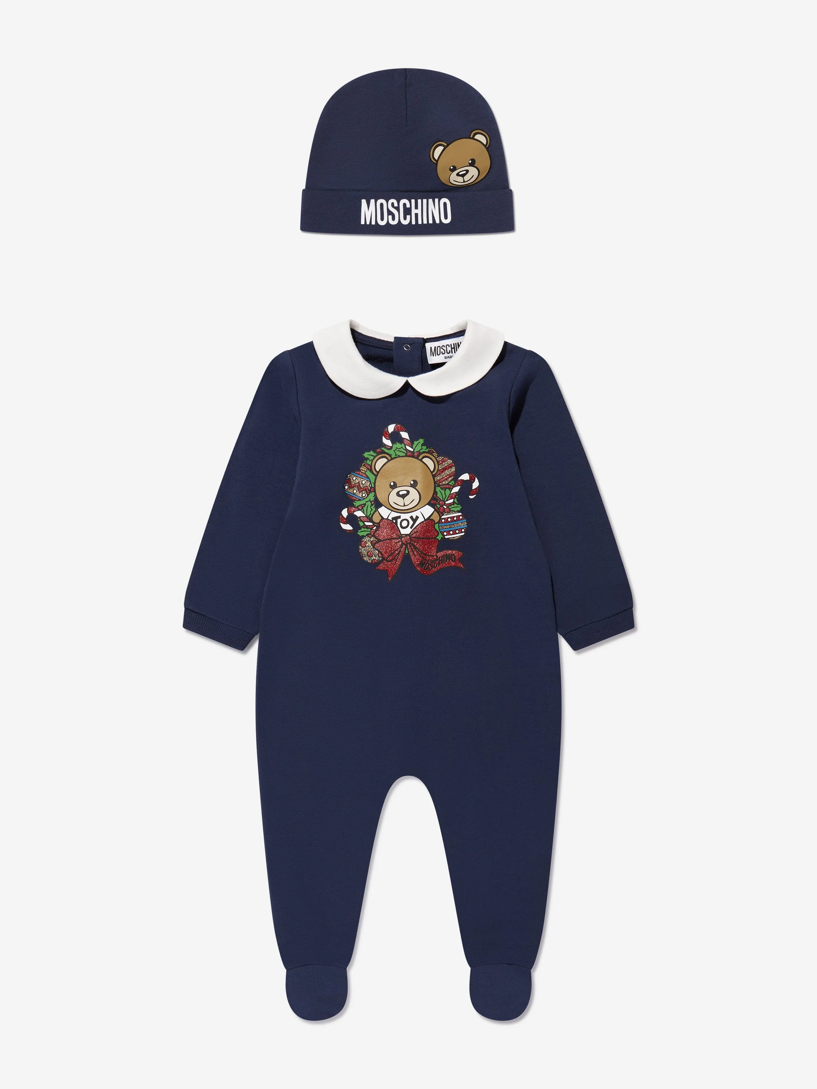 Moschino Baby Hat And Babygrow Gift Set in Navy