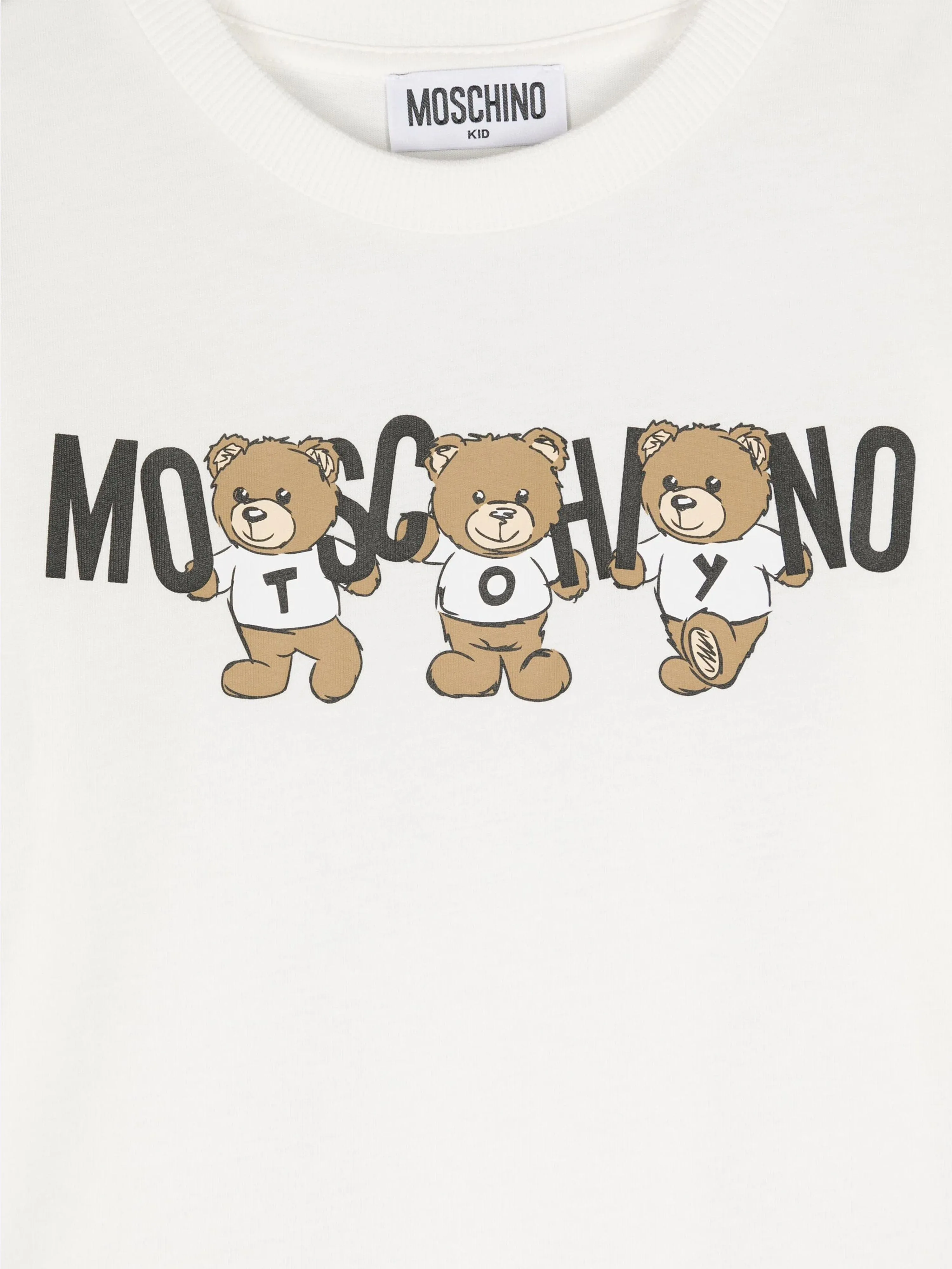 Moschino Kids Teddy Bear Logo T-Shirt in Ivory