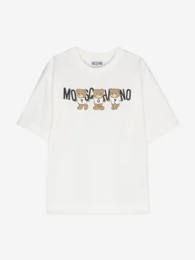 Moschino Kids Teddy Bear Logo T-Shirt in Ivory