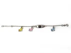 My First ID Bracelet with Plaque and Pony Charms Silver Tone