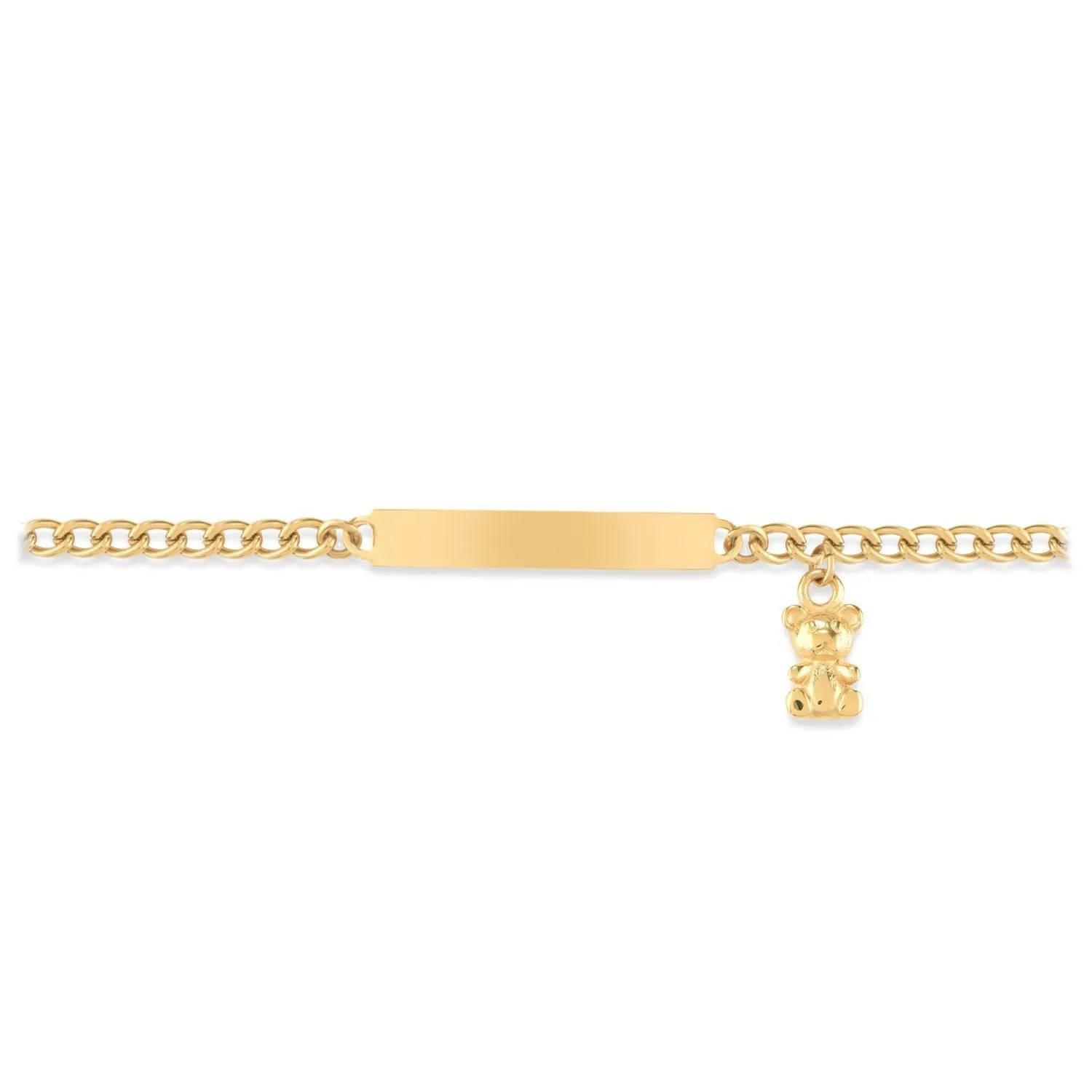 My First ID Bracelet with Plaque and Teddy Bear Charm Silver & Gold Tone