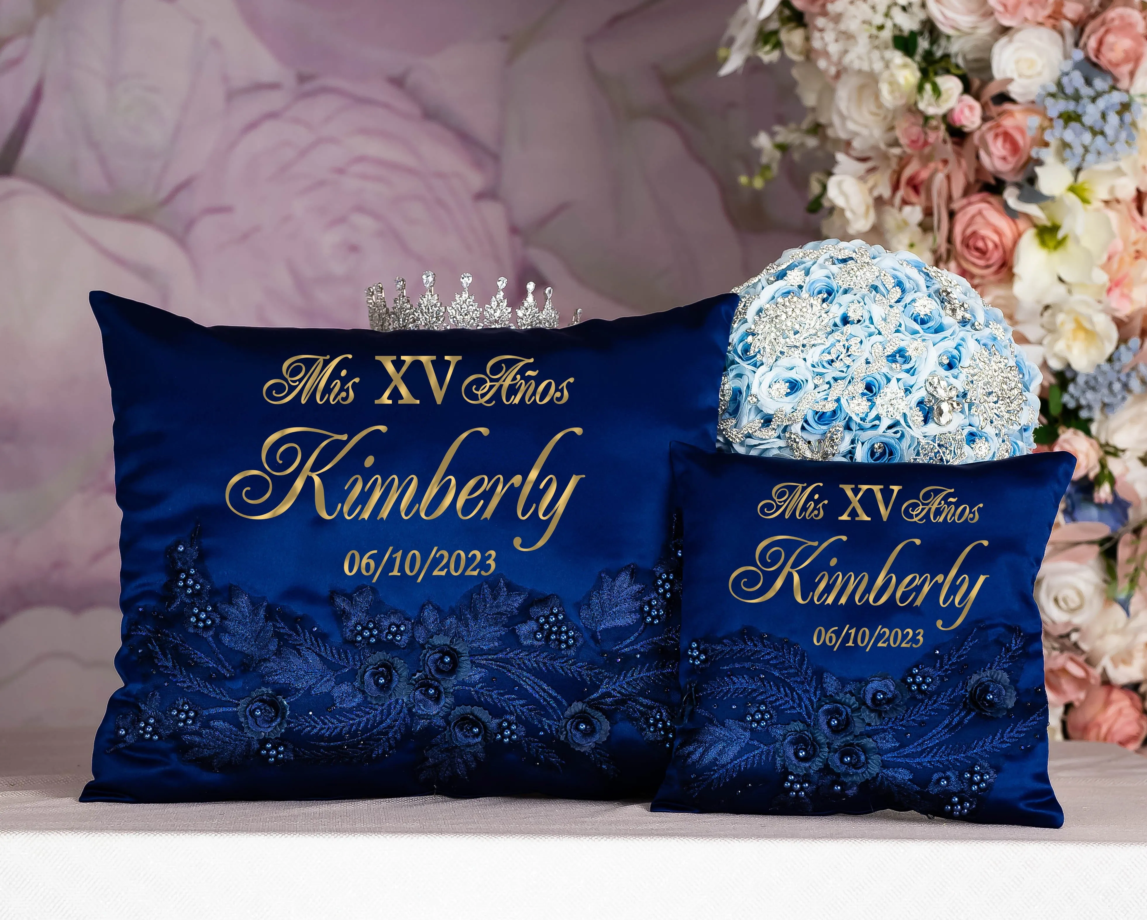 Navy blue with gold full quinceanera package