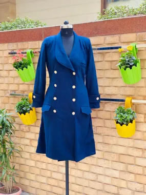 Navy Blue Wool Coat