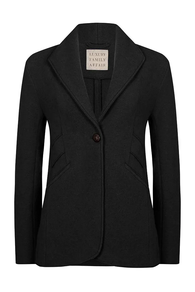 NEW YORK Black Double Face Wool Travel Blazer