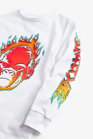 Next White Flame Gorilla Younger Boys T-Shirt