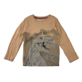 Nutmeg t-shirt 5-6 years brown Tyrannosaurus Rex print long sleeve cotton