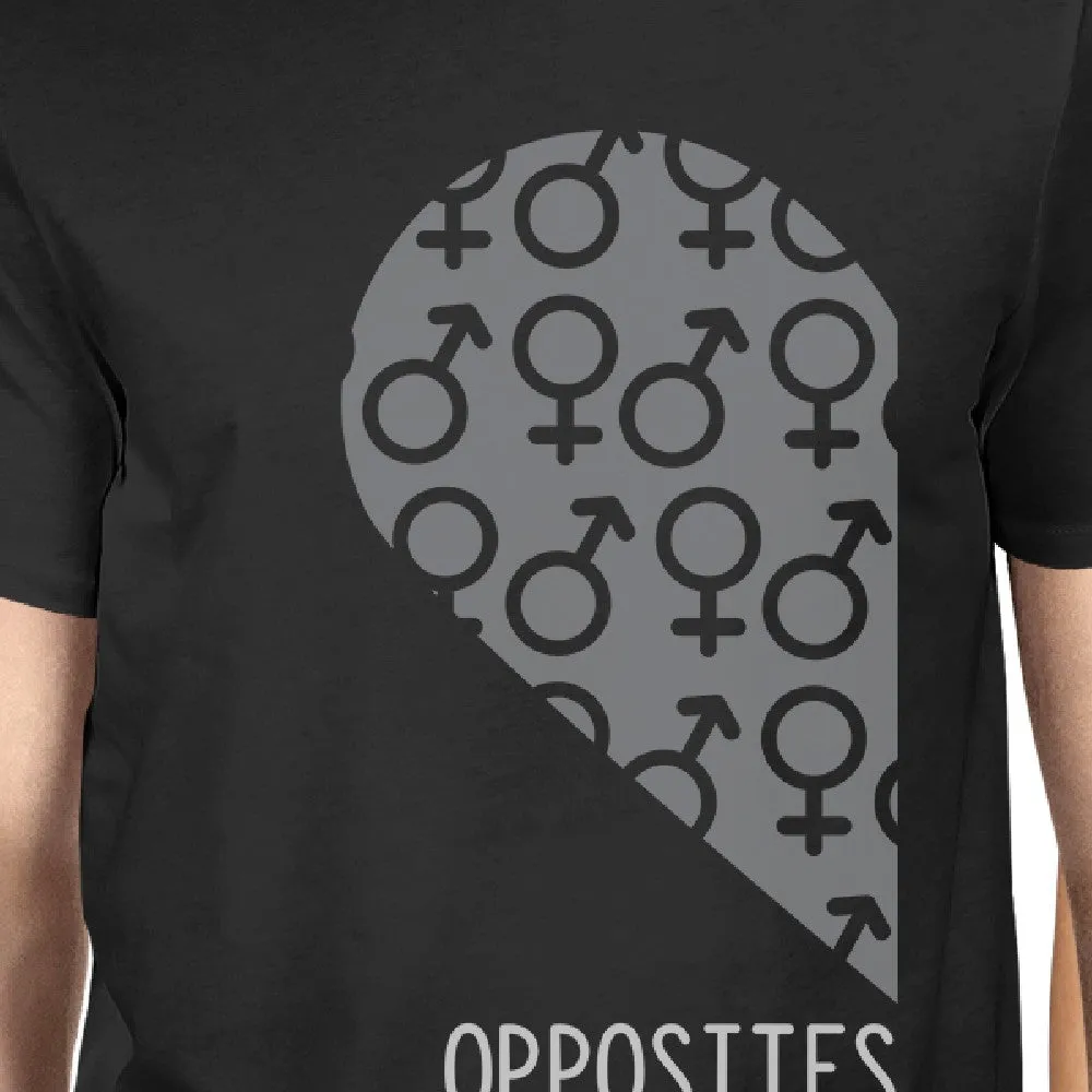 Opposites Attract Male Female Symbols Matching Couple Black Shirts