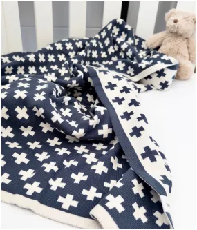 Organic-cotton Cot Blankets - Navy