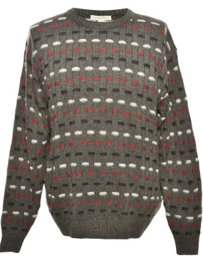 Patterned Dark Grey Jumper - M