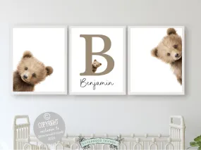 Peeking Bear Nursery Print - Personalised 001