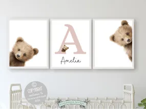 Peeking Bear Nursery Print - Personalised 002