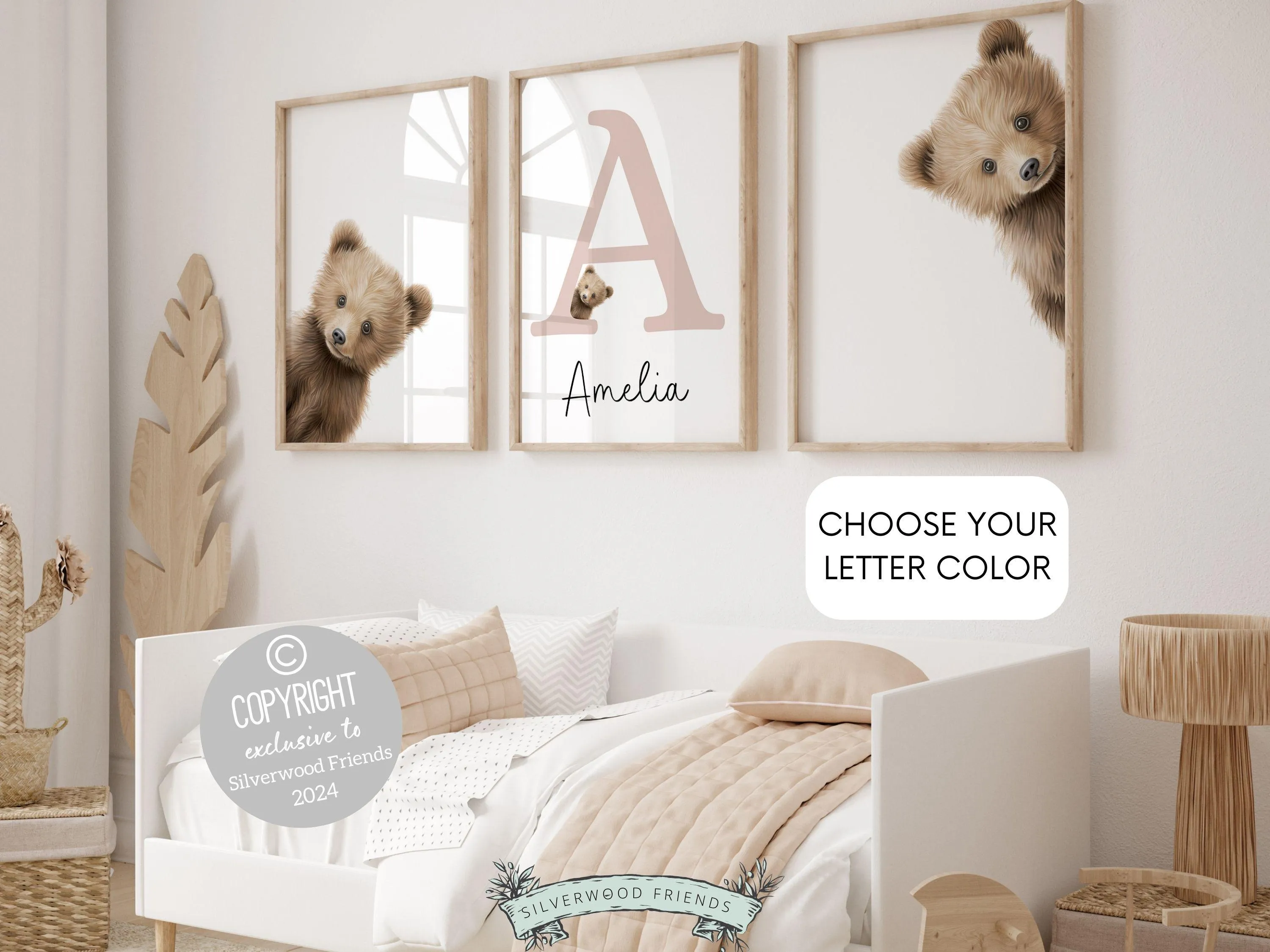 Peeking Bear Nursery Print - Personalised 002