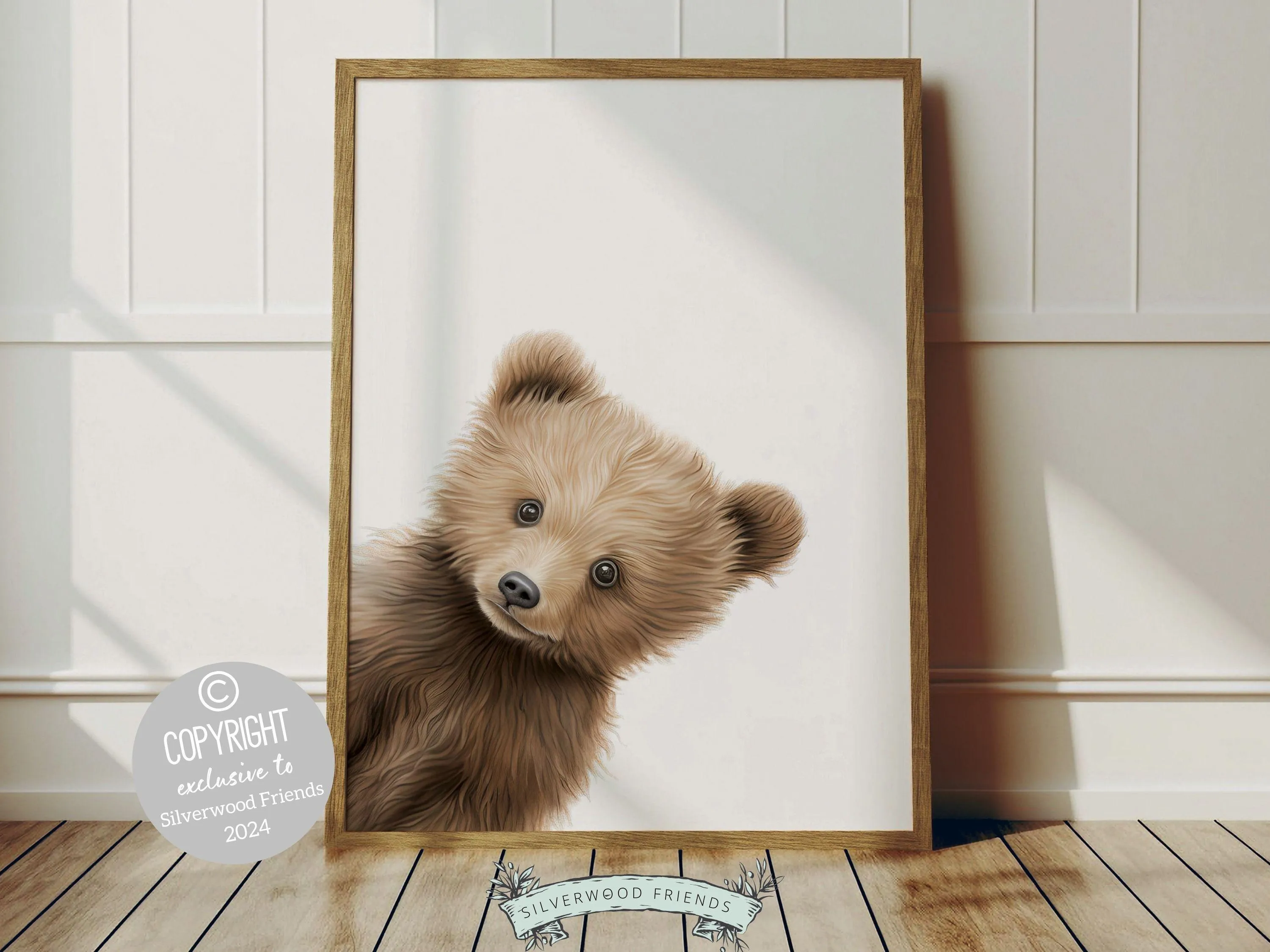 Peeking Bear Nursery Print - Personalised 002