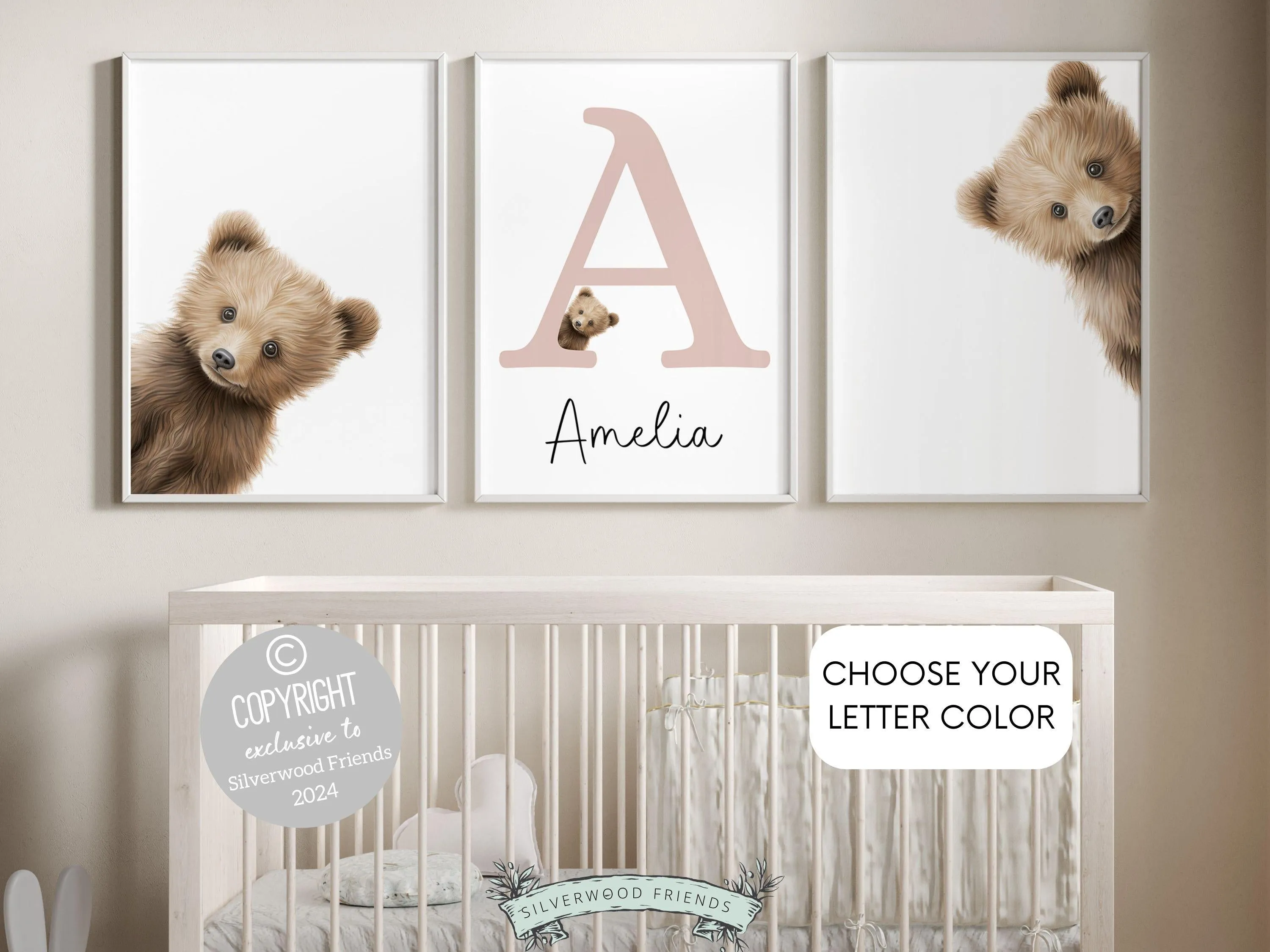 Peeking Bear Nursery Print - Personalised 002