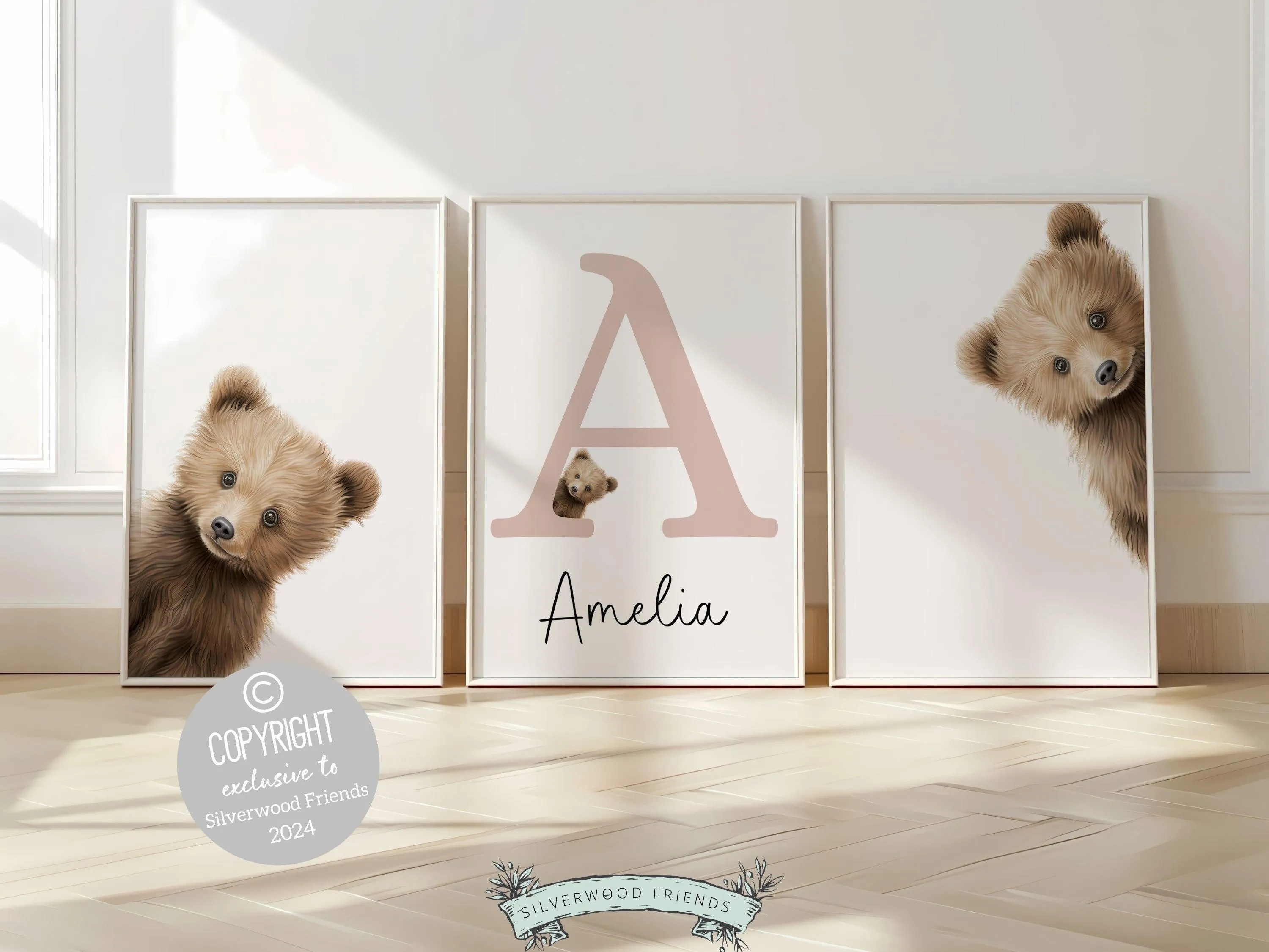 Peeking Bear Nursery Print - Personalised 002