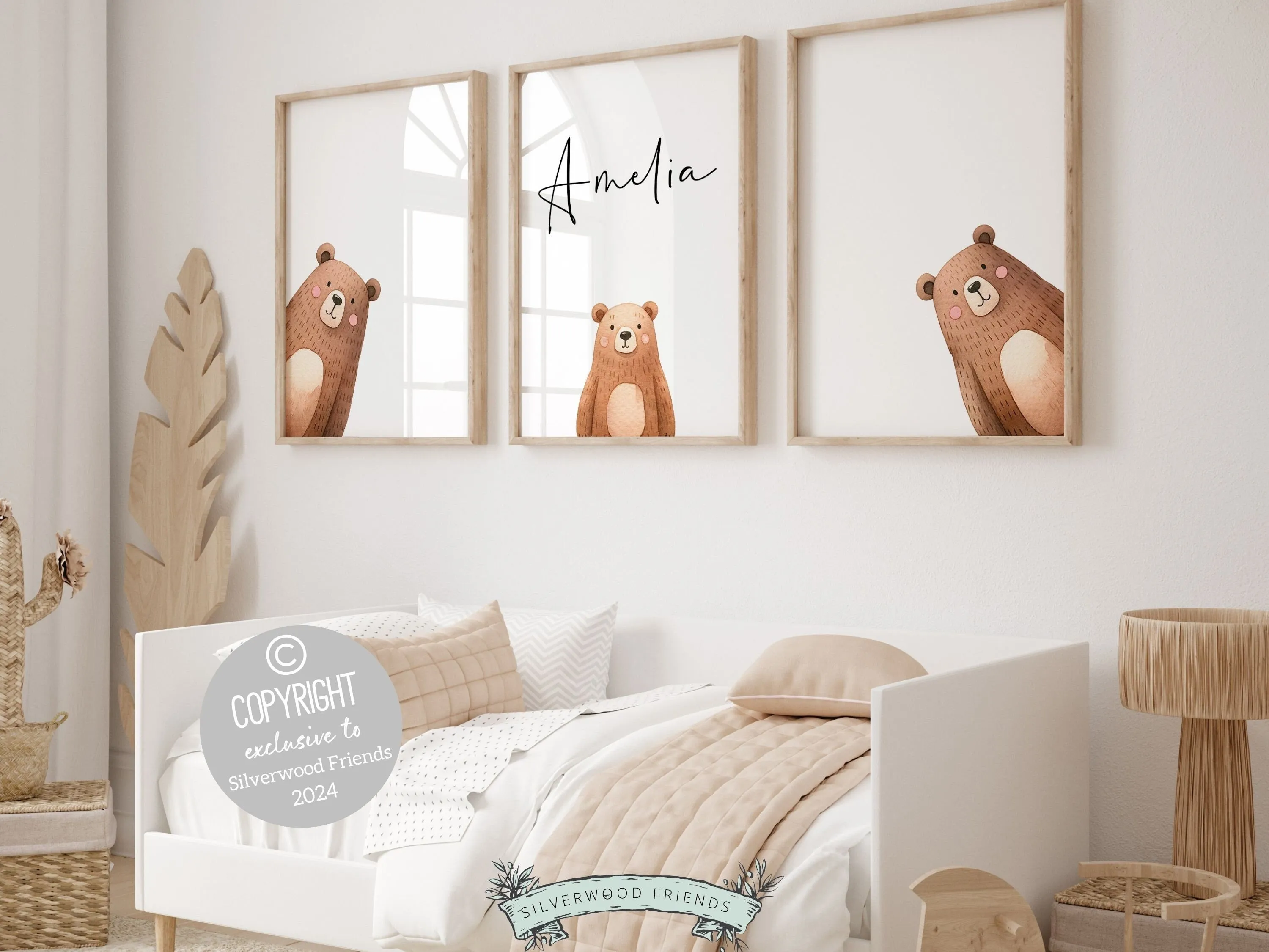 Peeking Bear Nursery Print - Personalised