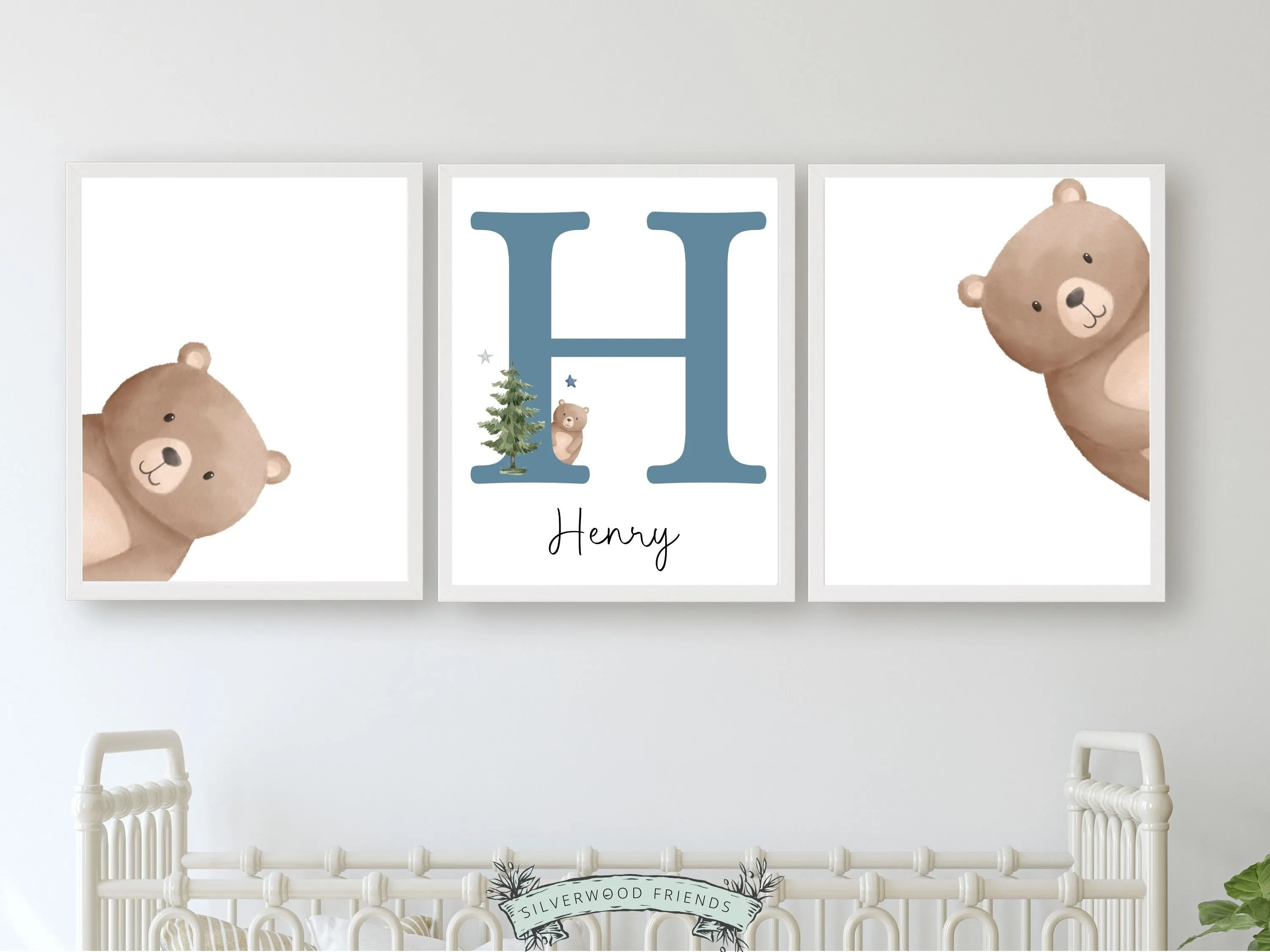 Peeking Bear Nursery Print - Personalised